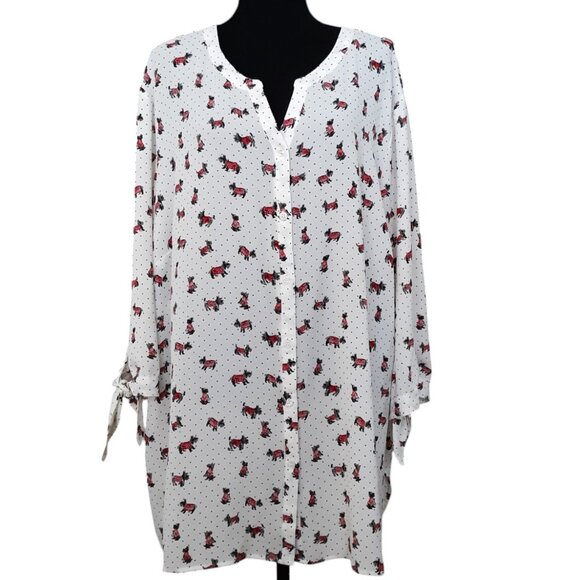 Catherine's Button Up Scottie Dog Blouse Plus Size 3X - Picture 1 of 7